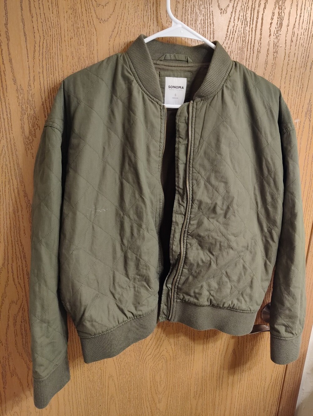 Sonoma Olive Green Quilted Bomber Jacket